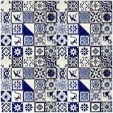 100 Azulejos Mexicanos Talavera Pintados à Mão 10 X 10 Cm Azul E Branco