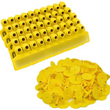 100 Brincos Grandes 7 5x6cm Numerados Para Bovinos Ovinos Cor Amarelo