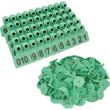 100 Brincos Grandes 7 5x6cm Numerados Para Bovinos Ovinos Cor Verde