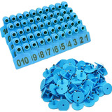 100 Brincos Médios Bovinos Numerados De 1 A 2 000 Cor Azul