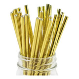 100 Canudo Papel Vintage Liso Metalizado Canudinho 6 Cores