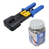 100 Conectores Rj45 Cat6 Blindado Alicate De Crimpar Rj45
