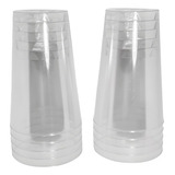 100 Copos Acrilico 300ml Lavável Descartável Cristal