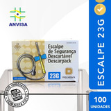 100 Escalpes 23g Azul Estéril Scalp Para Coleta A Vácuo