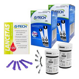 100 Fitas Tiras Reagentes G tech Lite Glicemia 100 Lanceta