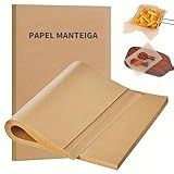 100 Folhas De Papel Manteiga Culinário- 40x30cm- Dupla Face Com Silicone Antiaderente- Sem Óleo Excessivo- Ideal Para Assar- Churrasco- Air Fryer E Culinária Perfeita