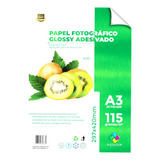 100 Folhas Papel Fotográfico Adesivo 115gr A3 Prova D Água