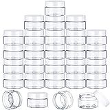 100 Frascos De Plástico Com Tampas Pequenos Recipientes Transparentes Com Tampas De Boca Larga Recipientes De Plástico Pequenos Para Loção Creme Strass Manteigas Corporais Esfoliante Tinta Acrílica Armazenamento De Viagem Cosméticos 59 Ml 
