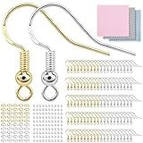 100 Ganchos Para Brincos Prata Esterlina 925 Ouro Ganchos Hipoalergênicos Para Fabricação De Joias Kit De Fabricação De Brincos Suprimentos Para Fabricação De Brincos Com Tarraxas E Anéis De Salto