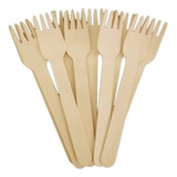 100 Garfos Descartáveis Madeira Bambu Biodegradáveis 16 Cm