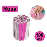 100 Lixas De Unha Mini Descartáveis Manicure Pedicure 8 Cm Rosa Bellas