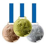 100 Medalhas 35mm Futebol Ouro Prata Bronze Aço Com Fita
