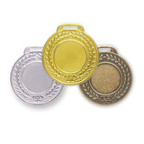 100 Medalhas 44mm Lisa Ouro Prata Bronze Aço Com Fita
