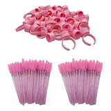 100 Microbrush Cílios 100 Anel Batoque Cola Henna