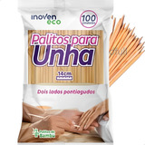 100 Palitos Unha Manicure Pedicure Bambu 2 Pontas Estetica