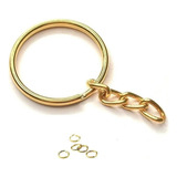 100 Pcs Argola Chaveiro C Corrente 25mm Elo 8mm 100 Pçs
