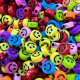 100 Pcs Miçanga Infantil Carinha Smile Sorriso 10mm Cor Colorido Diâmetro 10 Mm