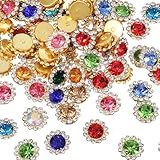 100 Peças 12 Mm Flor Garra Strass Base Ouro Cristais Pedras Contas Acabamento Costura Em Strass Flatback Para Roupas Sapatos Brinco Cinto Artesanato Acessórios De Costura Cores Mistas 