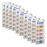 100 Pilhas Baterias Lr44 A76 Ag13 Alcalina Elgin 10 Cartelas