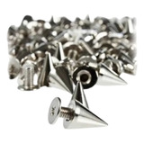 100 Rebites Cone Tachinhas Spike Roupa Punk 10mm Prata
