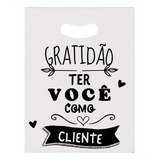 100 Sacolas Plásticas 30x40 Com Frases Gratidão Para Lojas