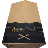 100 Sacos Kraft Delivery Médio Happy Food Entregas 24x30x14
