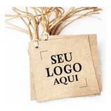 100 Tags Kraft Logo 100 Cordões impressão Frente E Verso