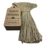 100 Tags Kraft Produto Artesanal Com Cordão Incluso