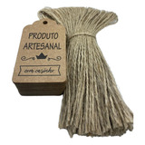 100 Tags Kraft Produto Artesanal Com Cordão Incluso