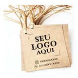 100 Tags Personalizadas Sua Logomarca Em Kraft 6x6 Cm Cordão impressão Na Frente