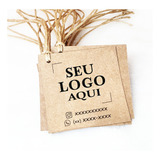 100 Tags Personalizadas Sua Logomarca Em Kraft 6x6 Cm Cordão impressão Na Frente