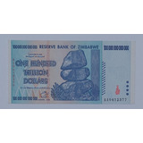 100 Trilhões Dólares Zimbabwe Nota Azul Original