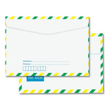 100 Un Envelope Aéreo Par Avion 114x162 Mm Cor Verde amarelo
