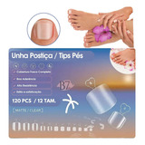 100 Unhas Tips Postiças Para Pé P Alongamento Cor Transparente