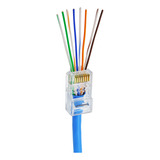 100 Unid Plug Conector Rj45 Cat5e Ez Crimp De Passagem Refil