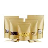 100 Unid Saco Kraft Com Visor Transparente 10cms X 15cms Ideal Para Grãos  Jóias  Bijouterias  Miçangas   Impermeável  100 