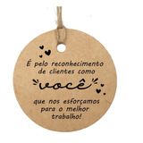 100 Unidades Tag Redonda Kraft 5cm Cliente Com Cordão Rami