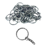 1000 Argola Chaveiro Com Corrente 25mm-prata/ Reforçada 