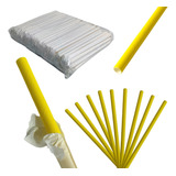 1000 Canudo Biodegradavel Papel Branco 10mm Grosso Embalado