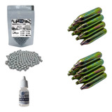 1000 Esferas Airsoft 4,5 Mm + 20 Cilindros Co2 + Silicone