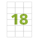 1000 Folhas A4 Etiqueta Adesiva Branca Full 18/fl 63 X 46mm 