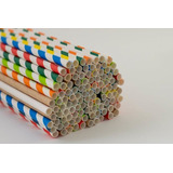 1000 Und Canudos De Papel Biodegradáveis Listrado 6x197mm