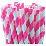 1000 Canudo Papel Grosso Milk Shake Colorido Listrado 10mm