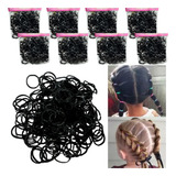 1000 Elásticos Para Cabelo Pretos Silicone Kit Linguinhas