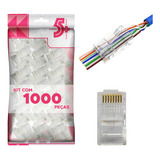 1000x Conector Rj45 Cat5e Macho De Passagem 1000 Unidades 5+