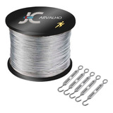 100m Cabo De Aço 3 32 6x7 3 2 Mm Pvc Cristal 5 Esticadores
