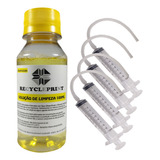100ml Kit Solução Limpeza Cabeças De Impressão + 4 Seringas