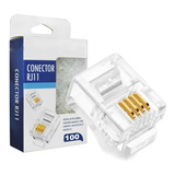 100pcs Plug Conector Rj11 6x4 Crimpar 4 Vias Telefonia Pct