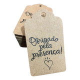 100tag Kraft Obrigado Pela Presença Cordão De Sisal Incluso 