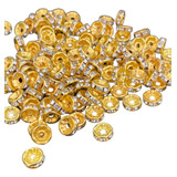 100u Rondelle Strass Dourado 8mm Miçanga